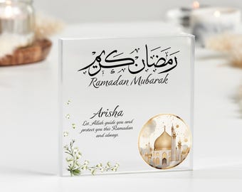 Ramadan Mubarak Geschenk Acryl Plakette, Muslimische Feier Geschenke, personalisierte Familie Hajj, Eid, Ramadan, Umrah, Geschenk für Paare und Familien