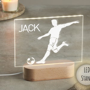 Personalisierte Fußball Geschenk für Jungen und Mädchen | Weihnachts-Fußballgeschenk für Kinder | LED Nachtlicht | LED Schreibtischlampe | Geburtstagsgeschenk für Kind