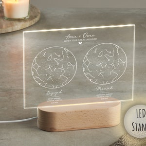 Mappa stellare personalizzata per data matrimonio / Costellazione LED personalizzata con supporto / Occasione speciale / Regalo di anniversario / Regalo per lei / Regalo per lui