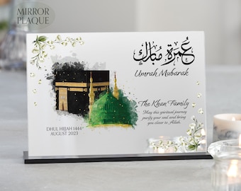 Regalo Umrah Mubarak, Regalos islámicos, Regalo familiar personalizado Hajj, Regalo Eid, Ramadán, Regalos de boda musulmanes, Regalo para parejas, Placa acrílica