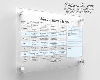 Meal Planner | Personalised Family Planner | Weekly Planner | Wall Planner | Mum Planner