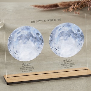 Carte des étoiles de naissance personnalisée, cadeau constellation personnalisé avec support, cadeau pour maman, anniversaires d'enfants, cadeau de famille, cadeau de fête des mères