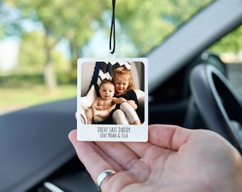 Fathers Day Personalised Gift, Photo Car Ornament for Dad, Custom Car Tag for Fathers Day, Hanging Car Photo Gift for Daddy, Dad