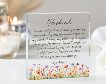 Gift for Husband, Personalised Gift for Husband, Anniversary Gift for Husband, Christmas Gift for Husband,Keepsake for Husband Acrylic Block