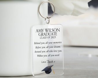 Graduation Keyring, Gift for Graduate, Custom Quote Keychain for Graduation Gift, Graduation Gift for Daughter, Sister, Best Friend Gift
