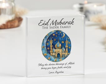 Personalisiertes Acryl Eid Mubarak Geschenk, Islamische Geschenke, personalisierte Familie Hajj, Ramadan, Umrah, Geschenk für Paare und Familien