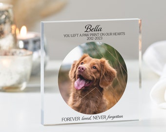 Hunde-Memorial-Fotorahmen-Andenken, Katzen-Gedenkfoto, Haustier-Andenken für Geschenk, personalisierter Hunde-Gedenkfotorahmen-Andenken, Acryltafel