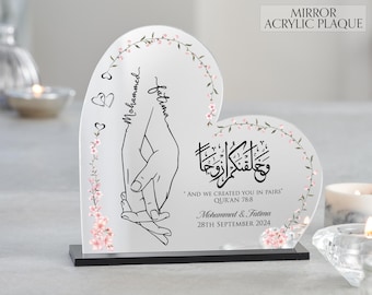 Cadeau de mariage musulman plaque acrylique en forme de coeur, et nous vous avons créé par paires, cadeaux Nikah, cadeau pour couple, anniversaire, fiançailles