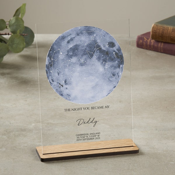 Birthday Gift for Dad, Personalised Constellation with Stand, Constellation Star Map, Gift for Dad, Fathers Day, Star Map, Became a Dad