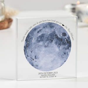 Carte des étoiles personnalisée nouveau-né, cadeau constellation personnalisé, bloc acrylique, cadeau nouveau-né, nouveauté, bébé garçon, bébé fille, cadeau pour parent
