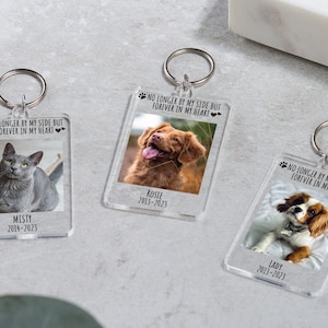 Dog personalised photo keyring, No longer by my side but forever in my heart, Loss gift, Pet memorial, Cat keyring, Dog memorial keepsake