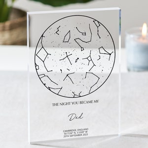 Blocco acrilico personalizzato con costellazione, mappa stellare personalizzata con costellazione per lui, regalo per papà, festa del papà, mappa stellare, regalo di compleanno per papà