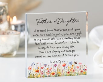 Fathers Day Gift, Father and Daughter Gift, Personalised Gift for Dad, Dad Keepsake, Birthday Gift for Dad, Gift for Father, Acrylic Block