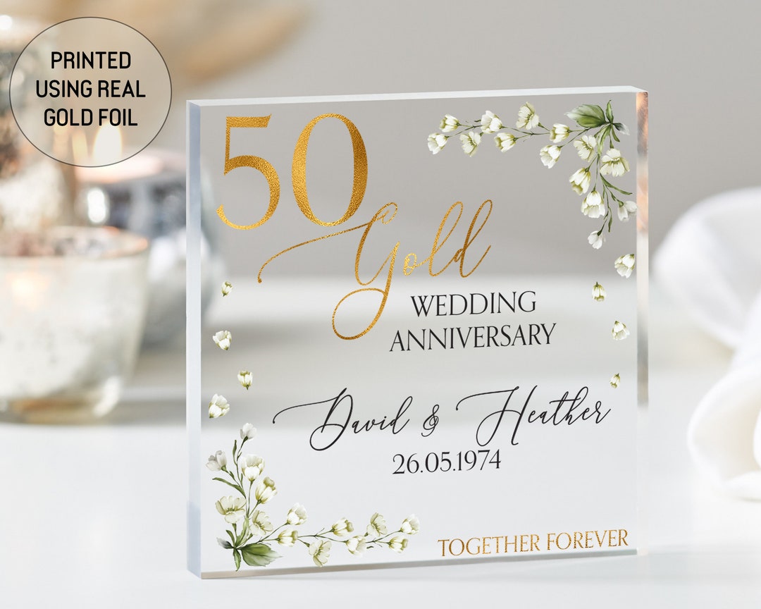 Personalised Gold 50th Anniversary Gift, 50th Anniversary