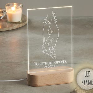 Benutzerdefinierte Paar LED personalisierte Plakette mit Ständer | Besonderer Anlass | Jubiläumsgeschenk | Geschenk für sie | Geschenk für Ihn | Valentinstag Geschenk
