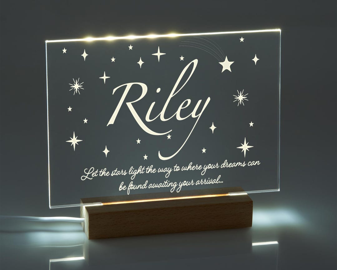 Led Nightlight Name LED Night Light Lamp Personalised Name With Stars | Children Night ...