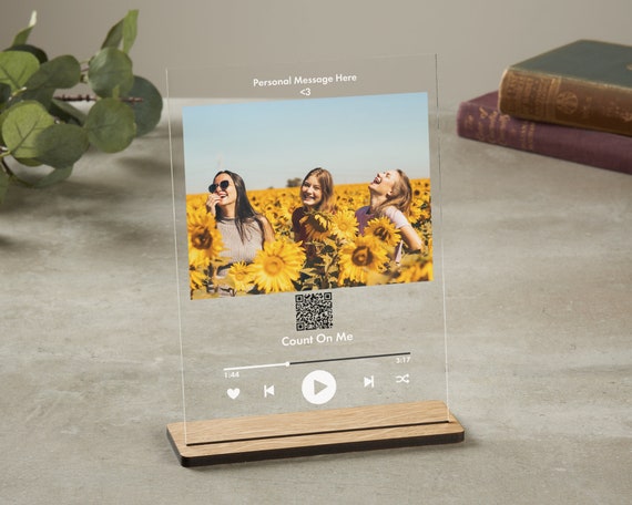 Personalised Custom Spotify Song Plaque with Wooden Stand, Couple Gift,  Gift for Her, Gift for Him, Personalised Spotify Song, QR Code Song