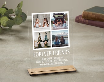 Gepersonaliseerde fotoplaquette met houten standaard, cadeau voor stel, cadeau voor haar, cadeau voor hem, gepersonaliseerde fotostrip, cadeau beste vriend, acryl