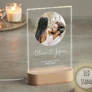 Placa de fotos LED personalizada para pareja con soporte / Ocasión especial / Regalo de aniversario / Regalo para ella / Regalo para él / Regalo de San Valentín