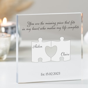 You are my missing piece romantic Valentines gift keepsake For Him Her, Anniversary Gift, Wedding gift for Wife Husband, Acrylic Block