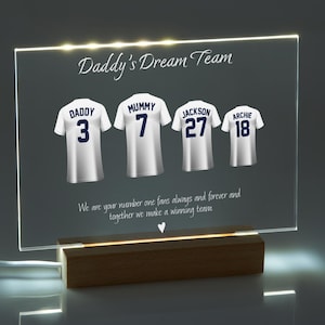 Light Up Plaque Personalised Fathers Day Football Shirt Print, Christmas Gift for Dad, Birthday Gift for Dad,Grandad, Custom Football Gift