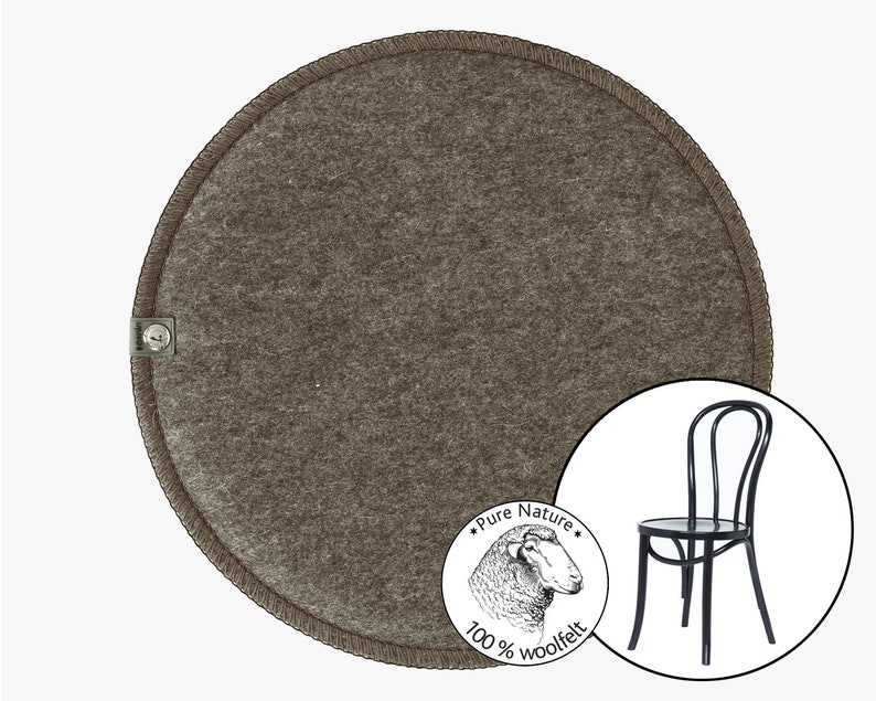Round Seat Cushion In Natural Brown Mottled 100 Wool Felt Various Sizes Chair Cushion Seat Pad Felt Bench Cover Handmade In Germany