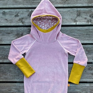 Retro Nicki Pointed Dress Long Hoodie Old Pink & Mustard Delicate Flowers image 1