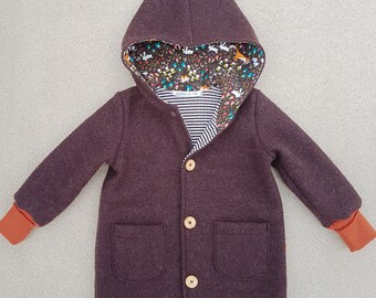 Walk jacket or Walkmatel Walk pointed jacket virgin wool brown-rust forest animals