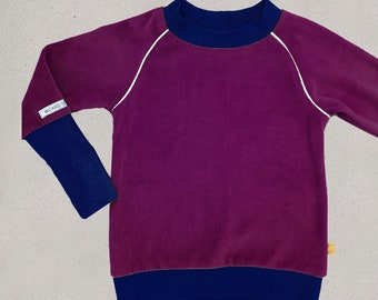 Retro Nicki sweater fuchsia (dark pink) & dark blue old school / long cuffs