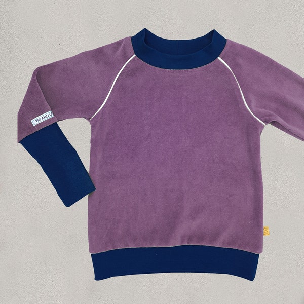 Retro Nicki-Pullover old violet/violett & dunkelblau oldschool / lange Bündchen
