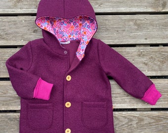 Disponible immédiatement!! Manteau Walk Manteau pointu Walk fleurs de baies foncées fuchsia-rose-rose