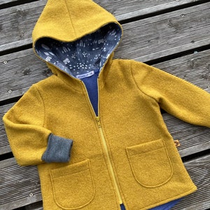 Whale Jacket or Coat Zipfel Jacket Virgin Wool Walk Mustard Yellow Grey Winter Forest image 3