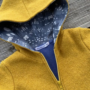 Whale Jacket or Coat Zipfel Jacket Virgin Wool Walk Mustard Yellow Grey Winter Forest image 4