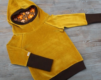 Retro Nicki Zipfel Sweater Hoodie mustard-yellow - brown - orange shamrocks