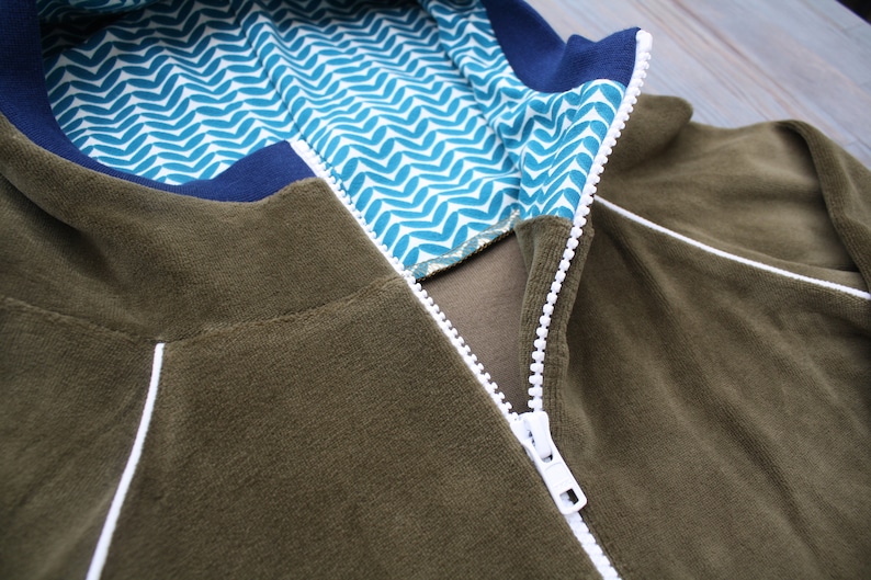 Retro Nicki Jacket Hoodie olive-dark blue leaves