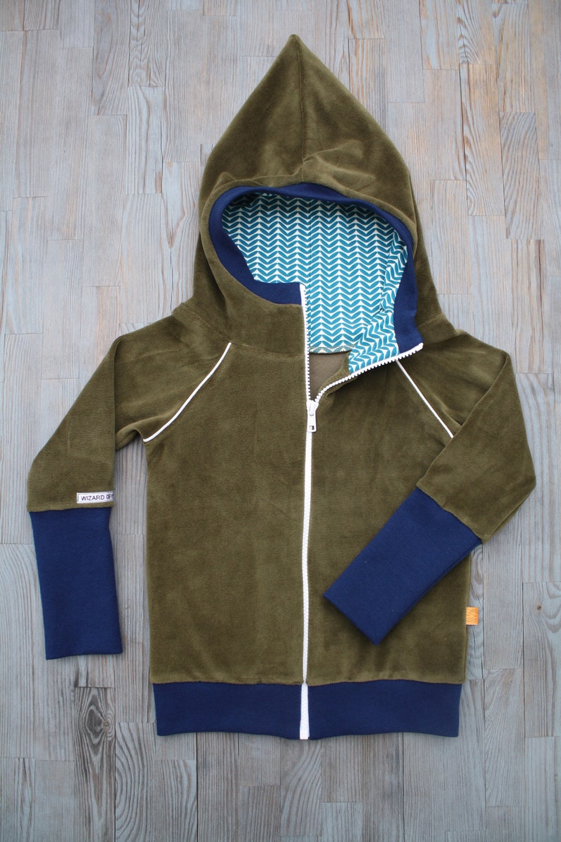 Retro Nicki Jacket Hoodie olive-dark blue leaves