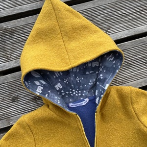 Whale Jacket or Coat Zipfel Jacket Virgin Wool Walk Mustard Yellow Grey Winter Forest image 2