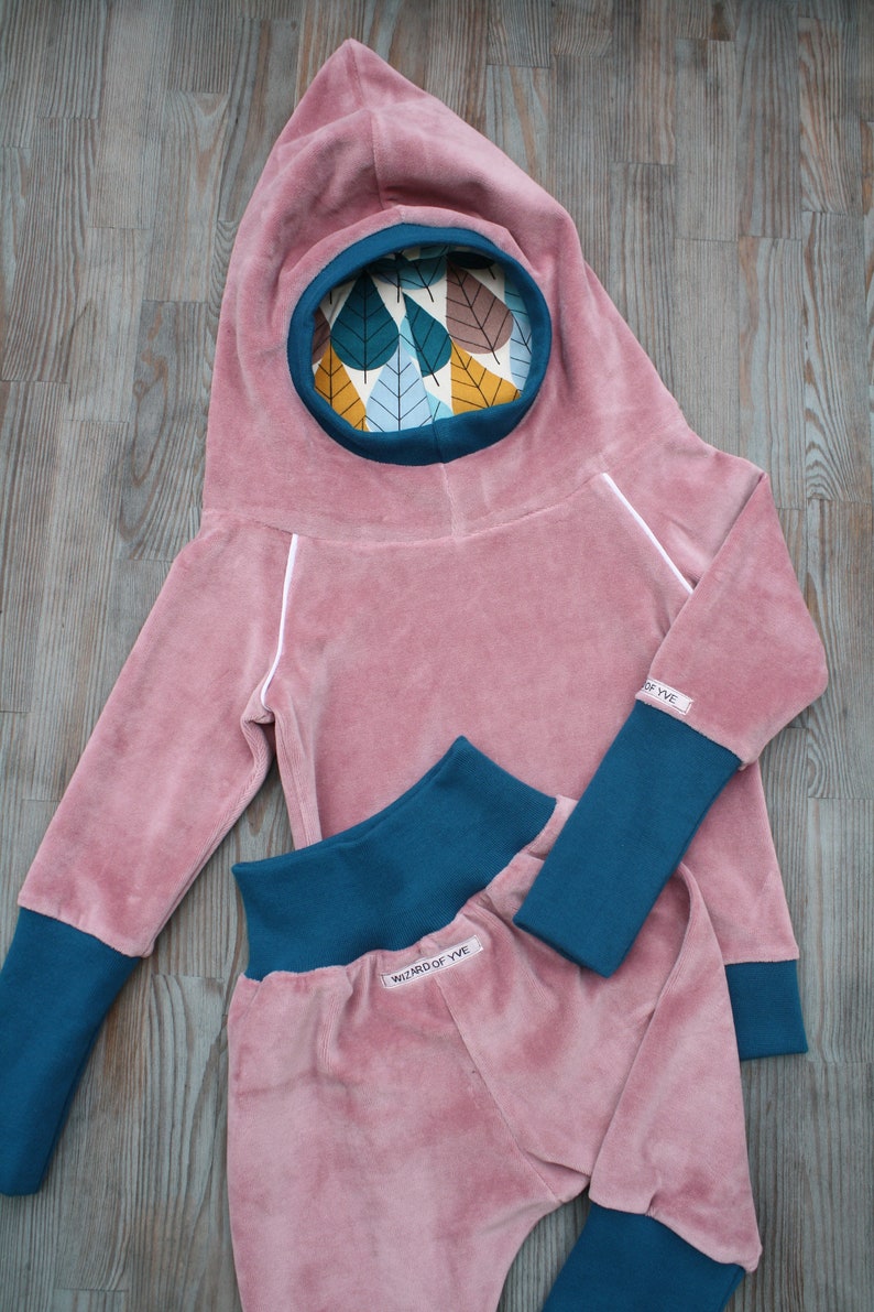 Retro Nicki-Set Pumphose /& Tip-PulloveHoodiealt-srosa leaves petrol
