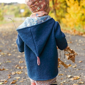 Walk jacket or walk coat, pointed jacket, new wool, walk horses, cobalt blue & mustard-antique pink