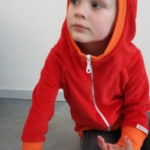 Retro Nicki tip jas Hoodie rood oranje klaverblaadjes afbeelding 3