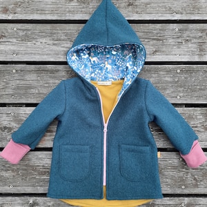 NEW Walk jacket or walk coat pointed jacket virgin wool walk horses cobalt blue & mustard old pink image 1