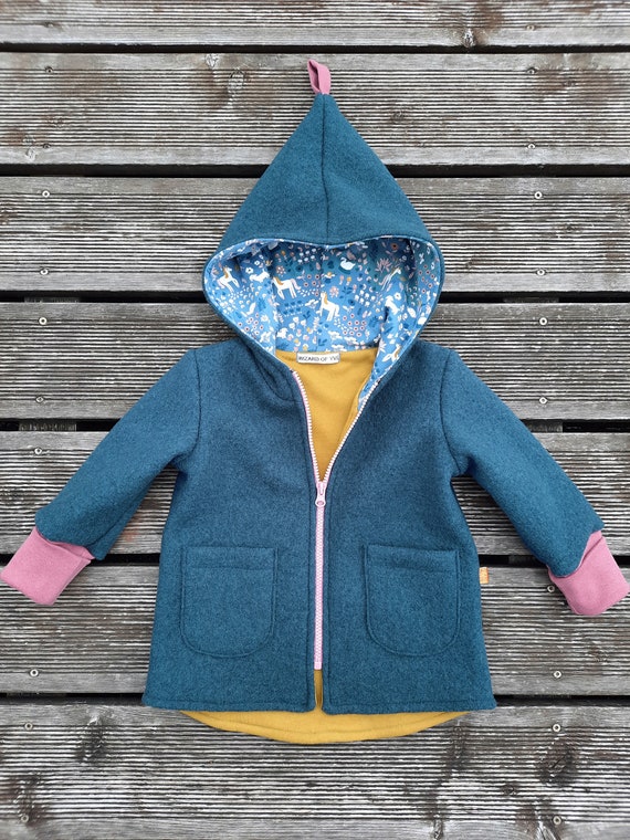 Blue boiled top wool coat