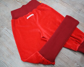 Nicki grow-in bloomers long cuffs tomato red & burgundy