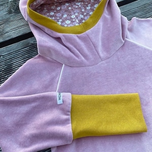 Retro Nicki Pointed Dress Long Hoodie Old Pink & Mustard Delicate Flowers image 3