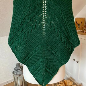 Großes Dreieckstuch aus Schurwolle und Alpaka in Dunkelgrün oder in Deiner Lieblingsfarbe Bild 2