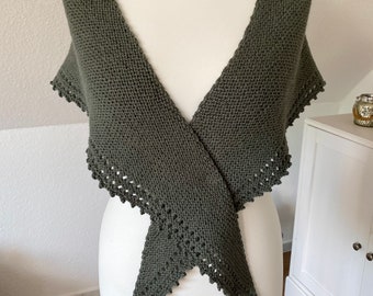 Hand-knitted shawl/scarf in your desired color