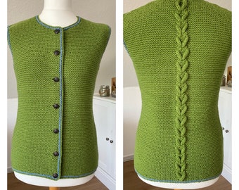 Hand-knitted vest made from a pure virgin wool-alpaca mix - in your desired color