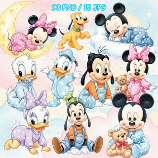 Adesivi Murali Deco-Online Con Topolino, Minnie, Pluto E Paperino | Decorazione A Tema Disney Per Camera Bambini | Foglio 70x50 Cm