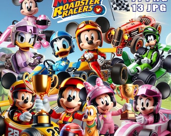 Mickey and Roadster Racers Clipart PNG, Mickey Car Race, Mickey Roadster Cake Topper, Mickey Racers Gifts, Mickey Sublimation