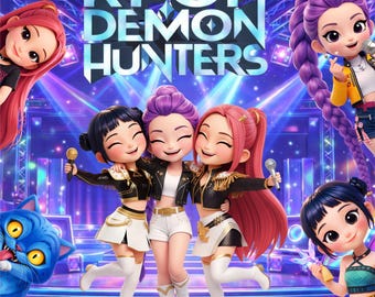 Kpop Hunters Girls, Digital Kit - Kpop Demon Hunters Clipart Pack - Instant download in PNG file - 300 dpi